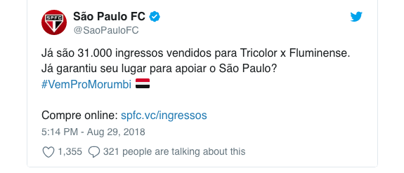 São Paulo vende 31 mil ingressos para o jogo deste domingo