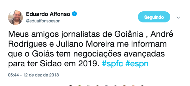 Sidão pode ir para clube da Série A do Brasileirão